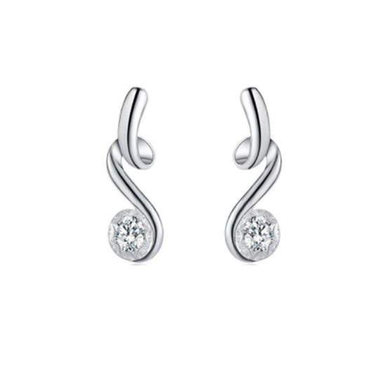 Cubic Zirconia Silver Swirl Earrings