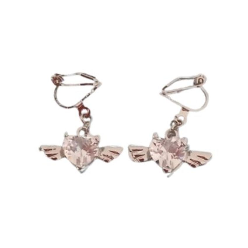 Cubic Zirconia Angel Wings Clip On Earrings