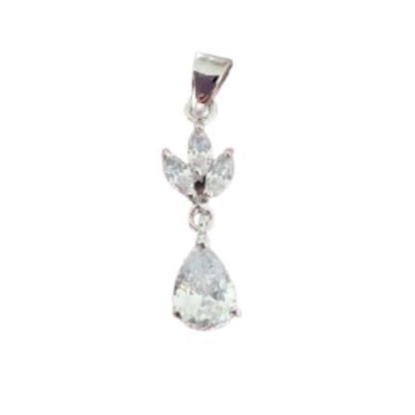 Cubic Zirconia Flower Drop Stone Pendant