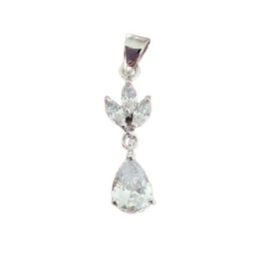 Cubic Zirconia Flower Drop Stone Pendant