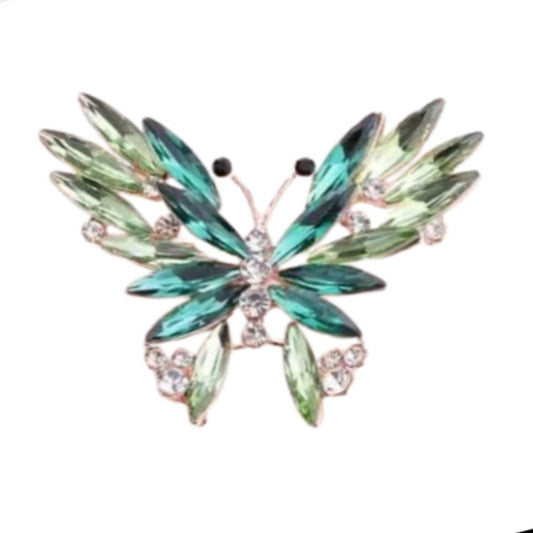 Cubic Zirconia Green Butterfly Brooch