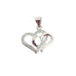 Cubic Zirconia Set Double Heart Entwined Sterling Silver Pendant