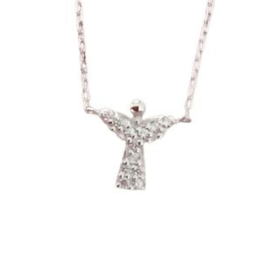Cubic Zirconia Set Sterling Silver Girls Angel Necklace