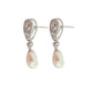 Cubic Zirconia Stemmed Earrings With a Freshwater Pearl Drop