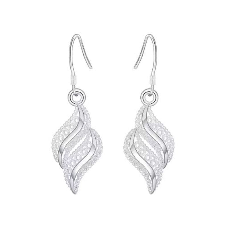 Cut Out Silver Earrings On Silver Hook Stem