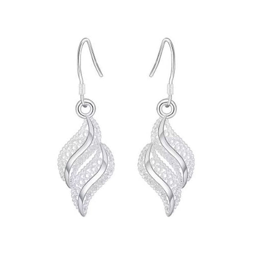 Cut Out Silver Earrings On Silver Hook Stem