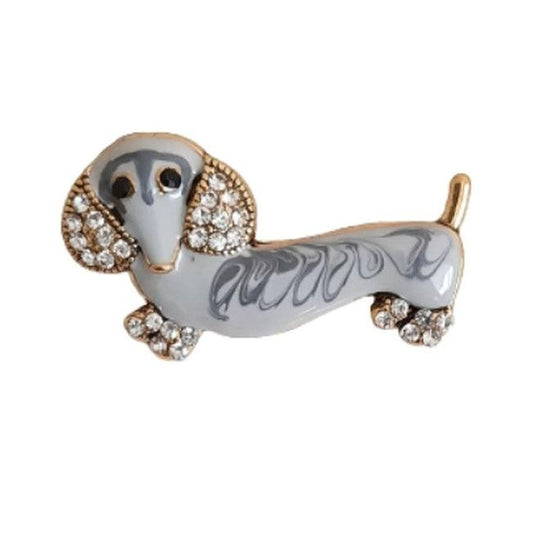 Dachshund Crystal Dog Brooch