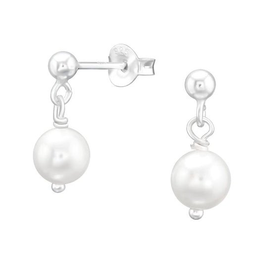 Dangly 7mm Pearl Sterling Silver Earrings