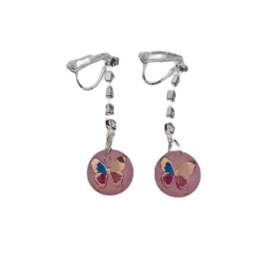 Dangly Butterfly Clip On Earrings