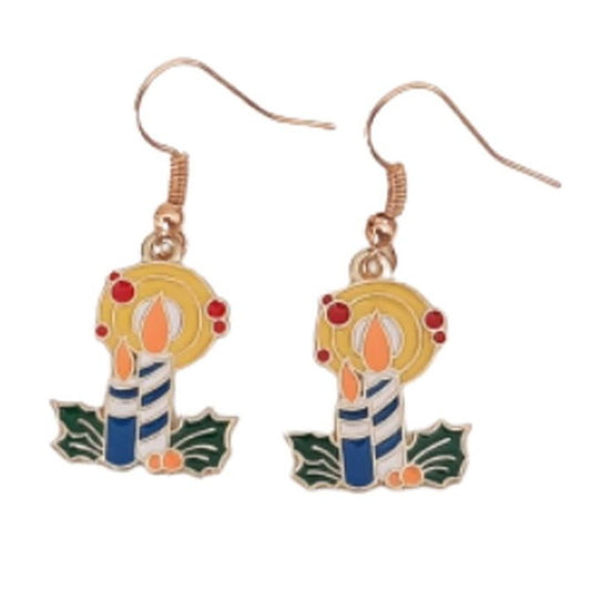 Dangly Candle Christmas Earrings
