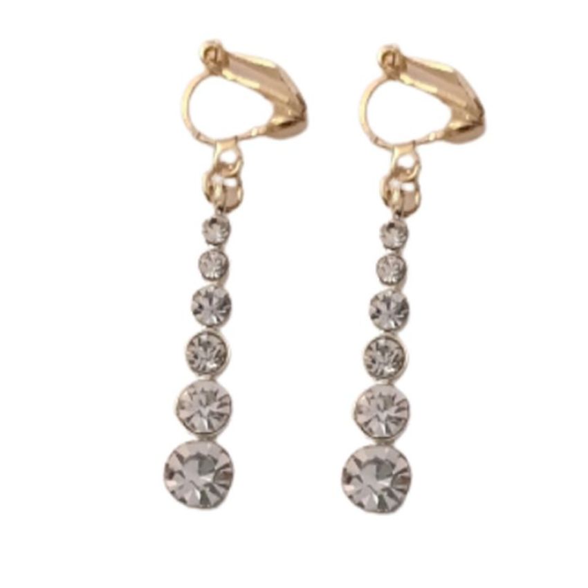 Dangly Gold Clip On Earrings