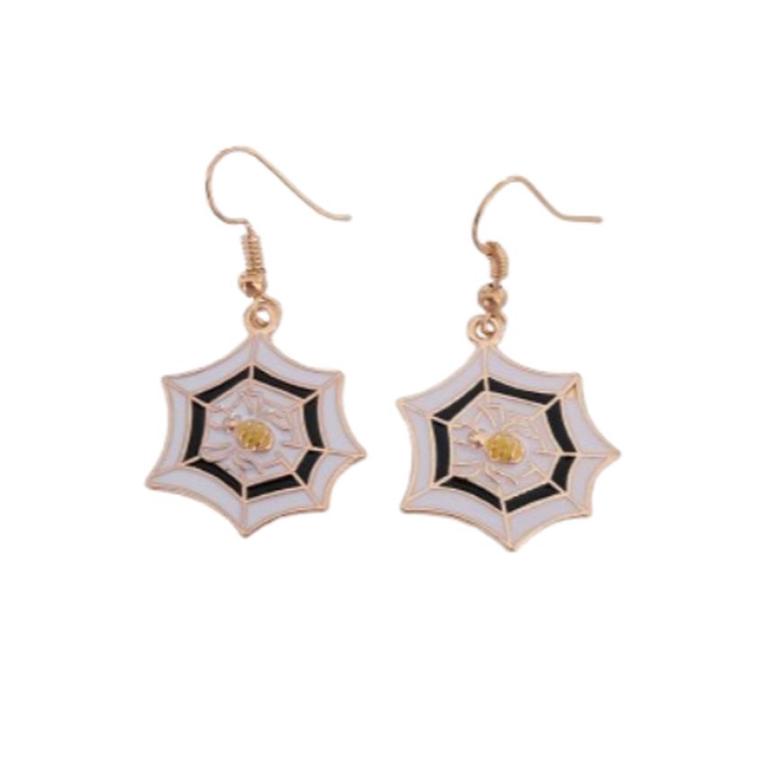 Dangly Spiderweb Halloween Fashion Earrings