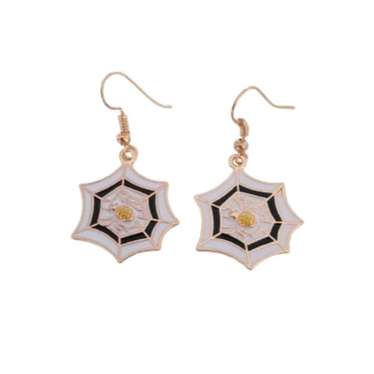 Dangly Spiderweb Halloween Fashion Earrings