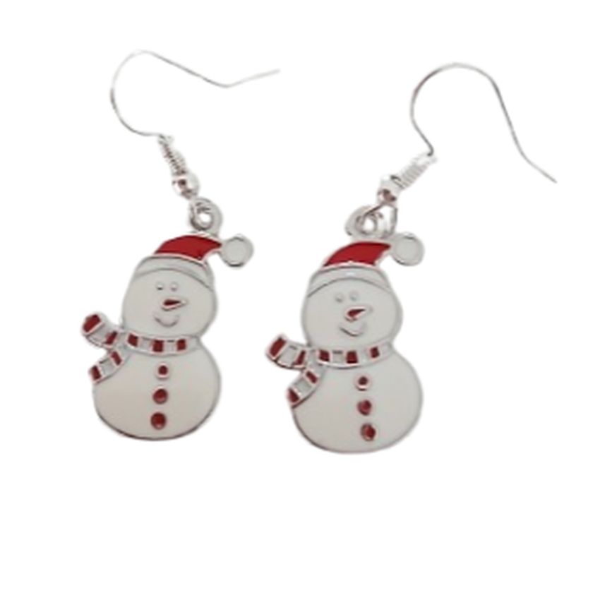 Dangly Traditional Snowman Earrings