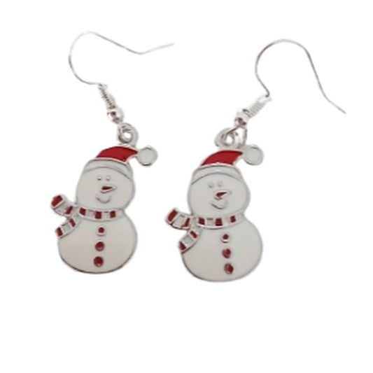 Dangly Traditional Snowman Earrings