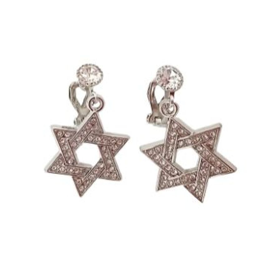 Dangly Crystal Star Clip On Earrings