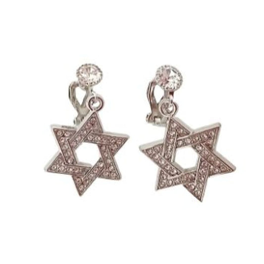 Dangly Crystal Star Clip On Earrings