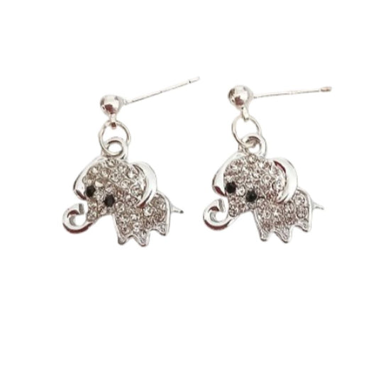 Dangly Elephant Silver Earrings