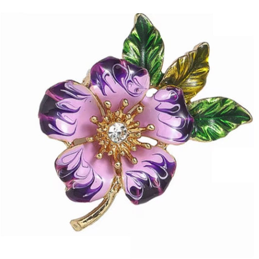 Dark Purple Ladies Flower Brooch