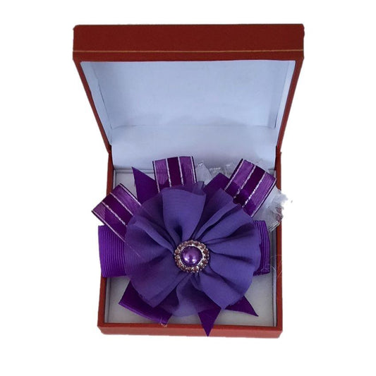 Dark Purple Ruffle And Ribbon Wrist Corsage