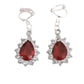 Dark Red Cushion Diamante Clip On Earrings