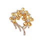 Dark Yellow Crystal Flower Brooch