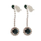Dark Green Crystal Drop Clip On Earrings