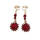 Dark Red 3 Stone Drop Diamante Clip On Earrings
