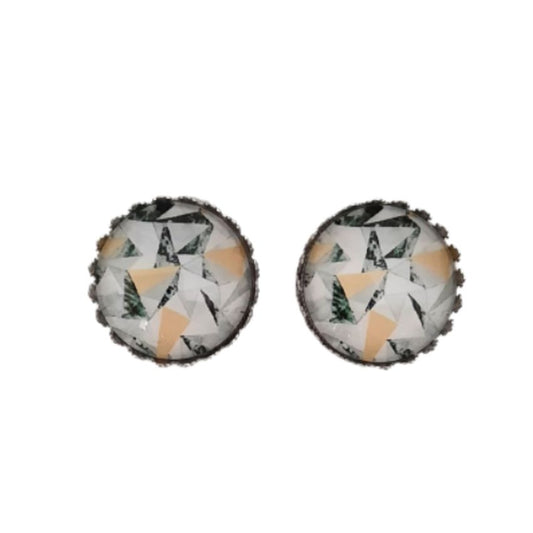 Decorated Edge Yellow Splash Clip Earrings