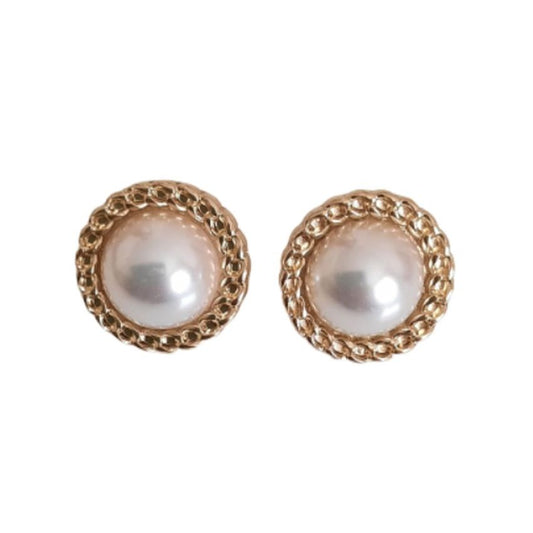 Decorative Edge Pearl Clip On Earrings
