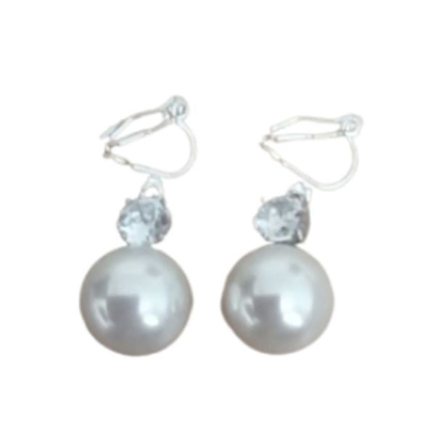 Diamante And Pearl Clip On Earrings