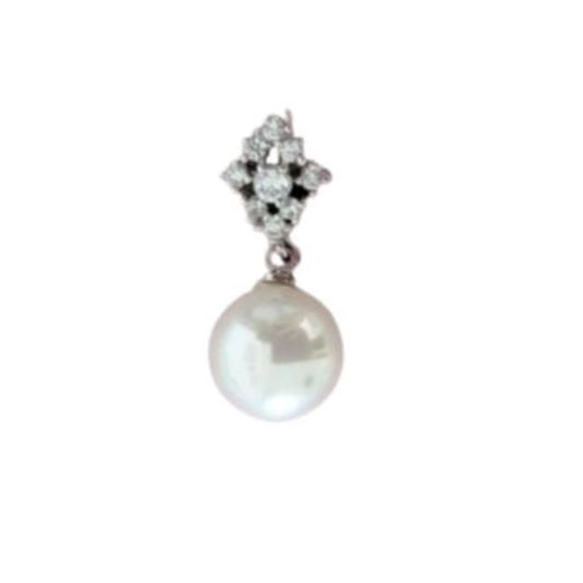 Diamante And Round Pearl Pendant