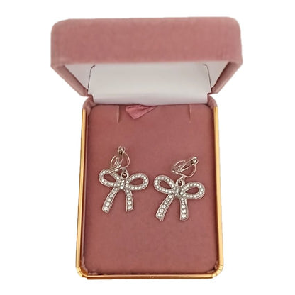 Diamante Bow Clip On Earrings(2)