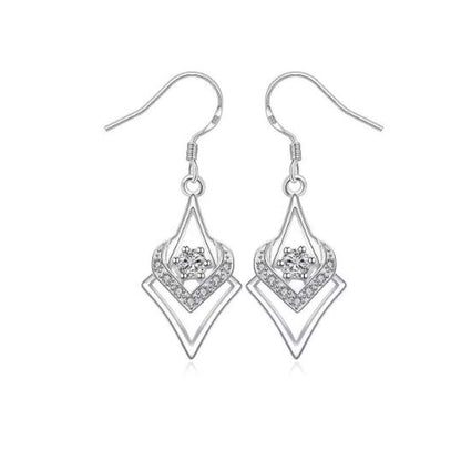 Diamante Centre Silver Earrings On Silver Hook Stem