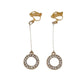 Diamante Circle Drop Clip On Earrings