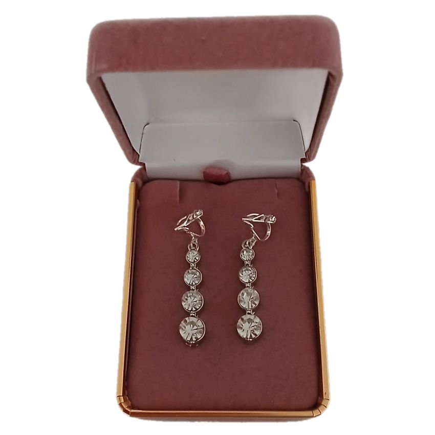 Diamante Circle Drop Clip On Earrings(2)
