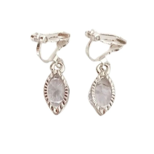 Diamante Drop Stud Clip On Earrings