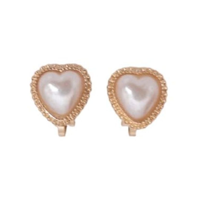 Diamante Gold Colour Heart Clip On Earrings