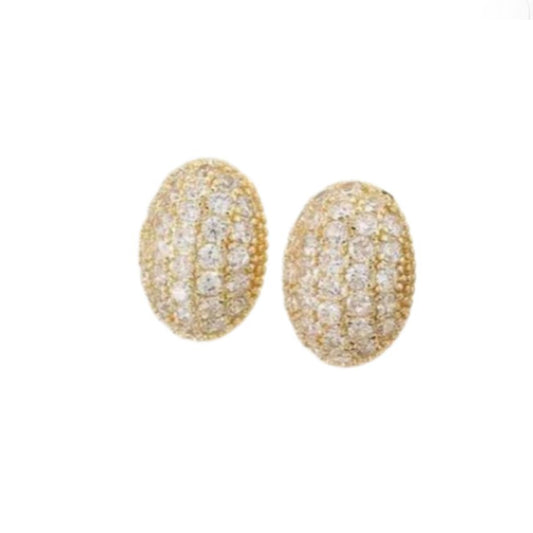 Diamante Gold Oval Clip On Earrings