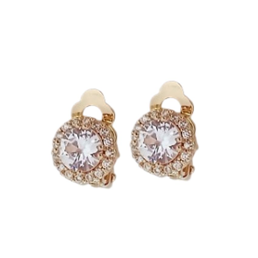 Diamante Gold Small Clip On Earrings