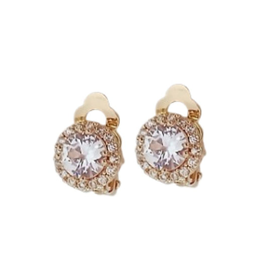 Diamante Gold Small Clip On Earrings