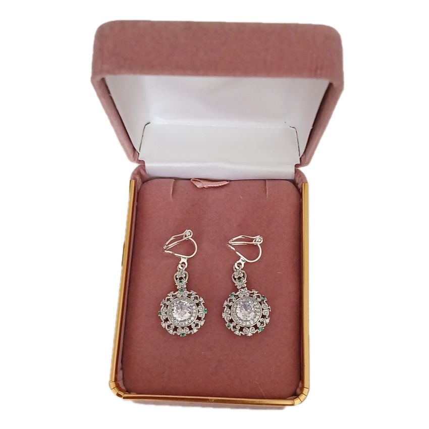 Diamante Green Chips Clip On Earrings(2)