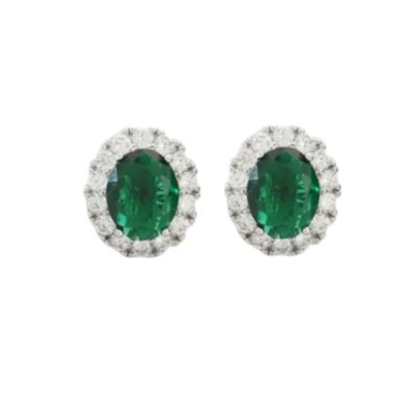 Diamante Green Clip On Earrings