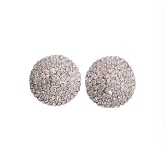 Diamante Inset Silver Drop Clip On Earrings