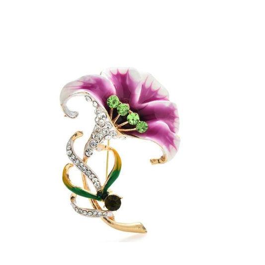 Diamante Light Purple Flower Brooch