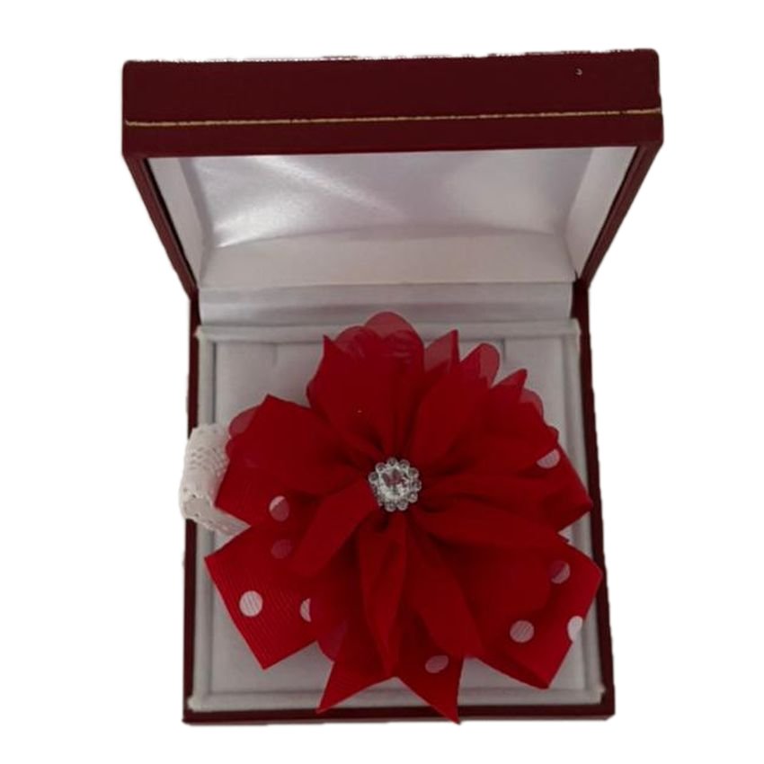 Diamante Middle Red Petal Flower Wrist Corsage