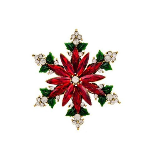 Diamante Snowflake Christmas Brooch