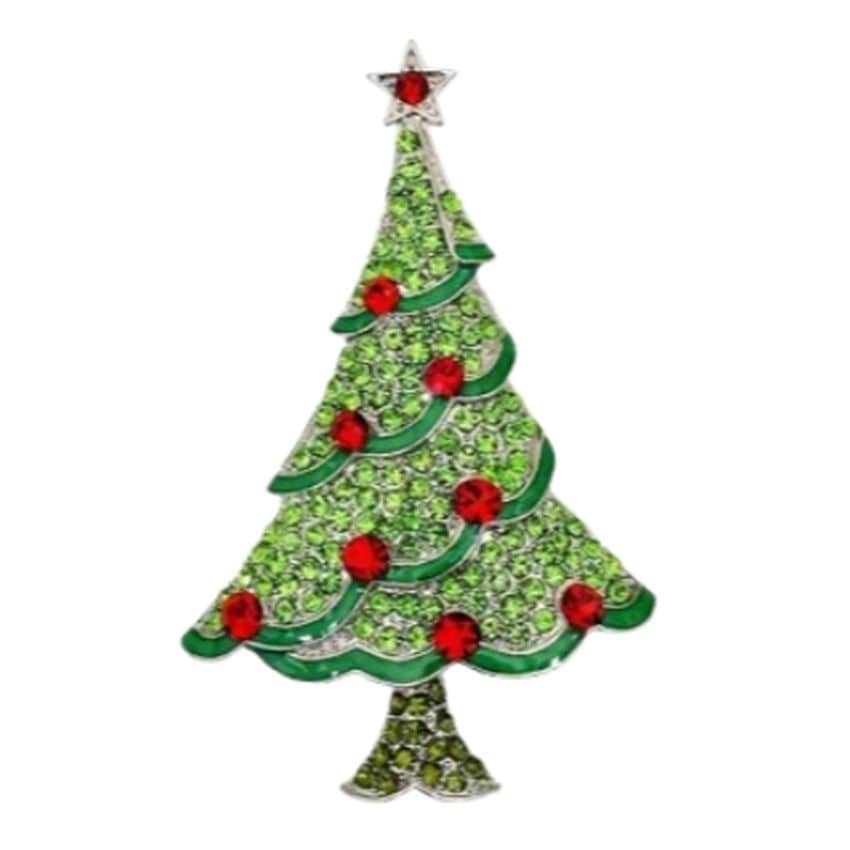 Diamante Stone Christmas Tree Brooch