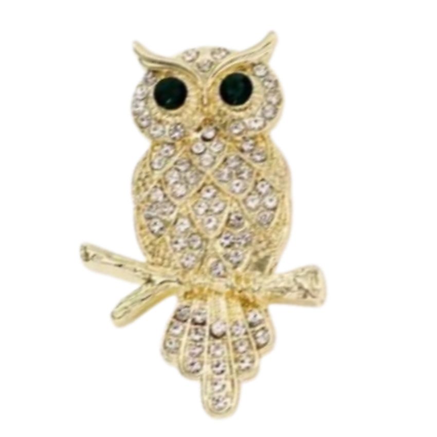 Diamante Stone Ladies Owl Brooch
