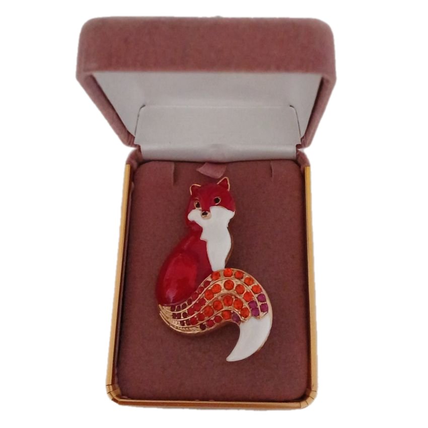 Diamante Tail Fox Brooch(2)